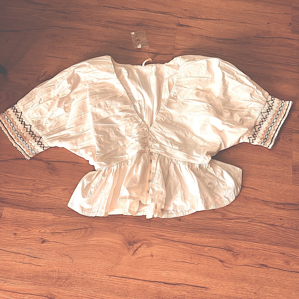Free People White size small Where We Meet Smocked Blouse